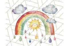 Watercolor Dinosaur and Rainbow PNG Clipart, Baby Nursery Product Image 3