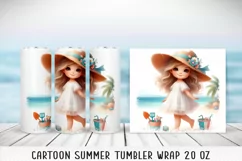 Summer cartoon Tumbler Wrap|PNG, 20 oz. Product Image 3