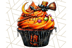 Halloween Cupcake PNG Clipart with Witch Hats and Ghosts Product Image 3