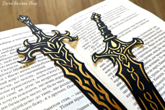 Sword bookmark svg template, fantasy paper bookmark Product Image 2