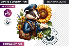 Enchanted Woodland Animal &amp; Sunflower Clipart PNG Product Image 1