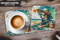 Cute Dog, Holiday Themes, Buffalo Plaid Square Coaster PNG Product Image 1