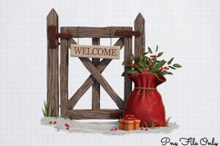 Cute Watercolor Christmas Farm Clipart PNG Product Image 1
