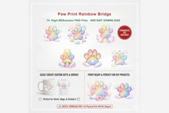Paw Print Rainbow Bridge Clipart | 14 PNG Pet Memorial Paw Product Image 6