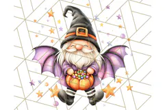 Spooky Cute Halloween Gnome PNG Clipart, Witch Ghost Bat Product Image 3