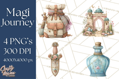 Gifts of the Magi Clip Art, Christian Christmas PNG Clipart Product Image 1