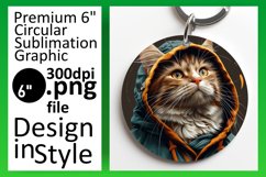 Whimsical Cat Lover&#039;s Delight Circle Design Keychain Product Image 1