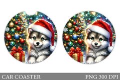 Wolf Car Coaster Sublimation. Christmas Car Coaster Design Product Image 1