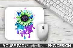 Magical Purple Cyan Sunflower Sublimation Mouse Pad Design Product Image 1