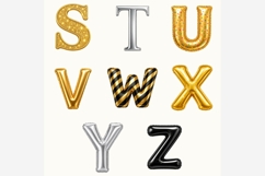 New Year Alphabet PNG Bundle | Gold Silver Balloon Letters Product Image 5