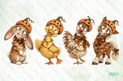Cute Halloween Farm Animals Clipart Product Image 1