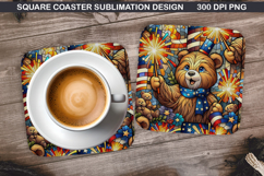 Bears Coaster Sublimation, 4th Of July Coaster PNG Design Product Image 1