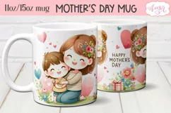 Happy Mother's day Mug Wrap PNG, Cute Mom and son mug design Product Image 2