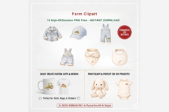 Watercolor Farm Baby Denim Clipart | 18 PNG Baby Clothes Product Image 4