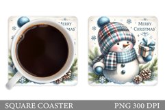 Cute Snowman Coaster Sublimation. Christmas Coaster Design Product Image 1