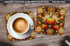 Pumpkin Coaster Sublimation, Halloween Coaster PNG Design Product Image 1