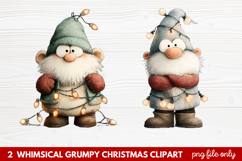 2 Whimsical Grumpy Christmas Clipart | Funny Grumpy Holiday Product Image 1