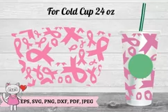 Pink Ribbon svg for Full Wrap Venti Cold Cup 24 oz Product Image 1