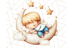 Sleeping Baby on Moon PNG, Cute Night Sky Baby Clipart Png Product Image 3