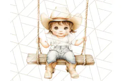 Cowboy Clipart PNG, Kid Western Country Graphic Product Image 3