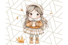 Pumpkin Spice Chibi Girls, Fall Accessories PNG, Cozy Autumn Product Image 3
