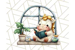 Magical Bookish Unicorn PNG Clipart Reading Books & Stories Product Image 3