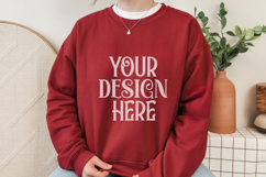 Antique Cherry Red Gildan 18000 Sweatshirt Model Mockups Product Image 1