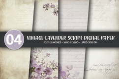 Vintage Lavender Script Digital Paper Product Image 1