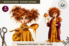 Autumnal Witch Kitchen Clipart cozy Fall PNG sublimation Product Image 1