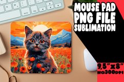 Floral Cat Mouse Pad for Print Design PNG Product Image 1