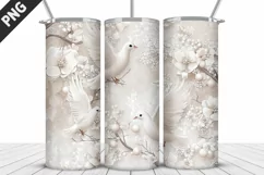 3D Christmas Doves Tumbler Wrap - 20 Oz Skinny Tumbler PNG Product Image 4