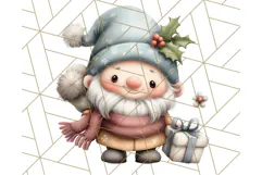 Watercolor Winter Gnome Clipart, Cute Gnome Christmas PNG Product Image 3