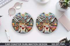Home Car Coaster Sublimation| Christmas Coaster PNG Product Image 1
