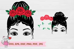 Red Roses Mom Life Messy Bun Hair Sublimation Design Product Image 4