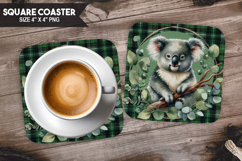 koala, Wild Animals, Buffalo Plaid Square Coaster PNG Product Image 1