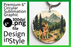Mountain Wanderer Dog Circle Design Sublimation Keychain Product Image 1