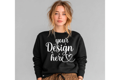 Gildan 18000 Black mockup, Gildan blank mockup Product Image 1