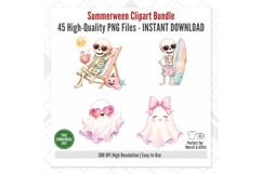 Summerween Clipart Bundle PNG, Pastel Halloween Summer Product Image 7