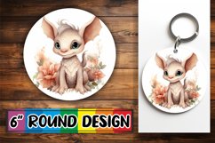 Boho Chic Animal Floral Round Keychain - Sublimation Product Image 1