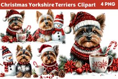 Christmas Yorkshire Terriers Clipart PNG Product Image 1