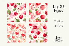 Cherry Coquette Digital Paper Cute Floral Seamless Pattern Product Image 2