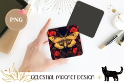 Celestial Butterfly Magnet Template, Cartoon Moth Magnet PNG Product Image 1