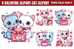 Valentine Cat Kitty Clipart PNG Product Image 1