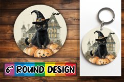 Cute Halloween Cat Round Design for Sublimation Crafting Product Image 1