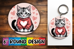 Playful Car Coasters Sublimation PNG, Cat Valentin's Day Product Image 1