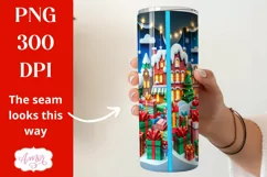 Christmas 3D tumbler wrap for sublimation, Santa tumbler PNG Product Image 2
