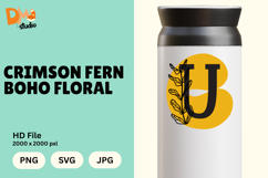 Crimson Fern Boho Floral Monogram Product Image 1