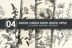 Vintage Garden Bloom Digital Paper Product Image 1
