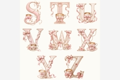 Coquette Coffee Alphabet PNG Bundle, A-Z Pink Bow Letters Product Image 3