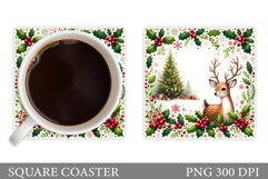 Christmas Deer Coaster Design. Christmas Coaster Sublimation Product Image 1